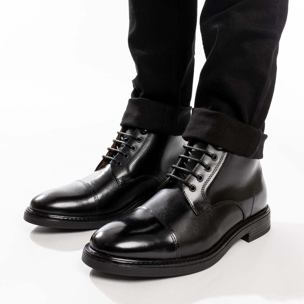 Plymouth Waxy Toe Cap Boots Black